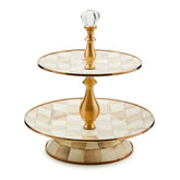 Mocha Check Two Tier Sweet Stand by MacKenzie-Childs
