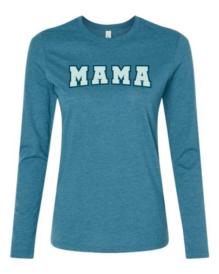 Mama Dark Teal & Light Blue Long Sleeve