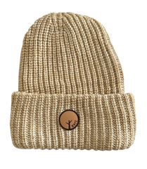 Chunky Knit Beanie with Leather Patch