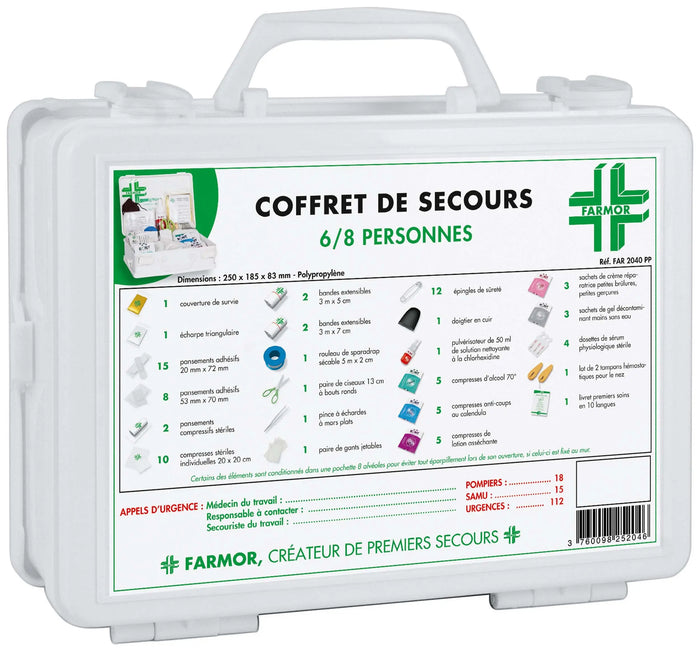 Emergency box for 6 to 8 people with wall support - Farmor - My Podologie