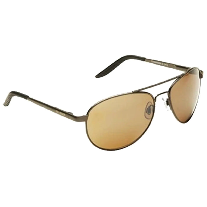 Sunglasses are displayed prominently with brown gradient lenses and a sleek metallic frame showcasing a stylish design suitable for outdoor wear in bright sunlight.