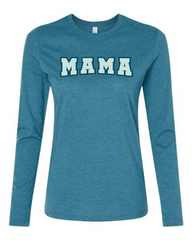 Mama Dark Teal & Light Blue Long Sleeve