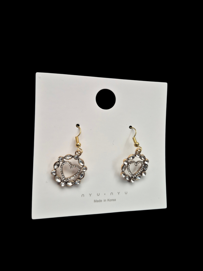Rhinestone heart earrings